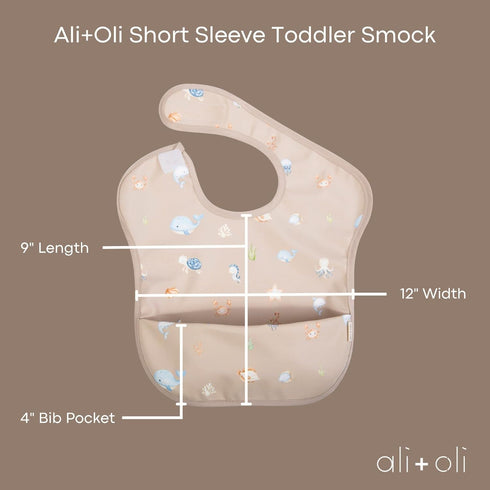 Ali+Oli Smock Bibs for Babies, BPA-Free Oeko-Tex Certified, Toddler Bibs Ages 6m+