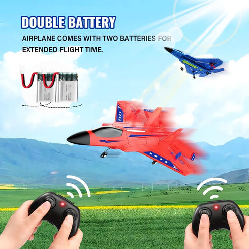 F-22 2.4 6-axis Red RC Plane for Kids Upgrade Raptor Fighter RC Airplane Remote Control Airplane Toys GHZ Smart Gyro