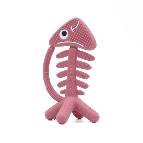 3D Fish Teething Toys for Babies 0-6 Months, 100% Silicone Teether Ring for Teething Relief (Pink)-Bebe
