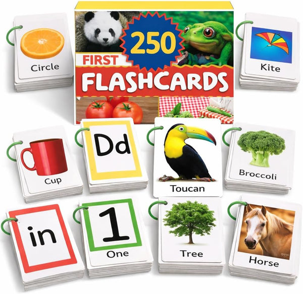 500 Words Thick & Sturdy Learning Flash Cards for Toddlers 1-3 with