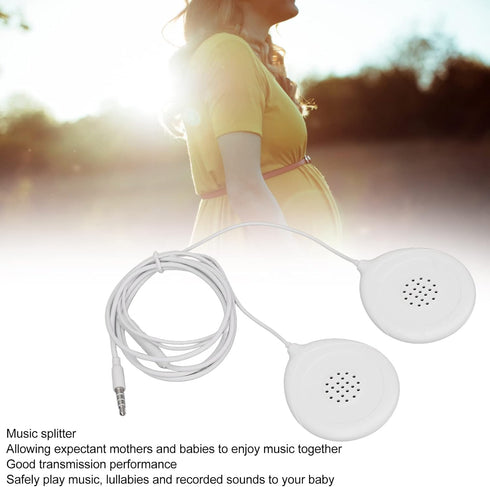 Shop Prenatal Belly Headphones for Women - Baby Heartbeat Monitor, Music Splitter & 12 Stickers - White.