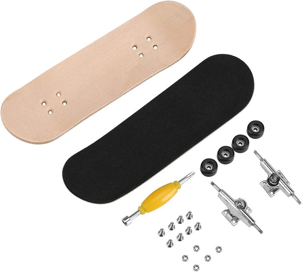 Mini Finger Skateboards, Wooden Toy Professional Finger Skate Set for Children (Black)