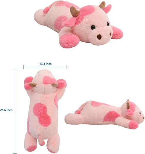 25.6 inch 5 lbs YESGIRL Cow Weighted Stuffed Animals, Large Weighted Plush Animal, Cute Plush Toy Pillow, Soft Kawaii