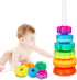 Baby Spinning Stack Toys, Colorful Rainbow Design ABS Plastic, Educational Interactive Learning Toys for Boys and Girls