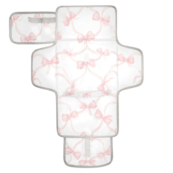PaChyLuu Portable Baby Changing Pad - Pink Bows Waterproof Diaper Changing Mats for