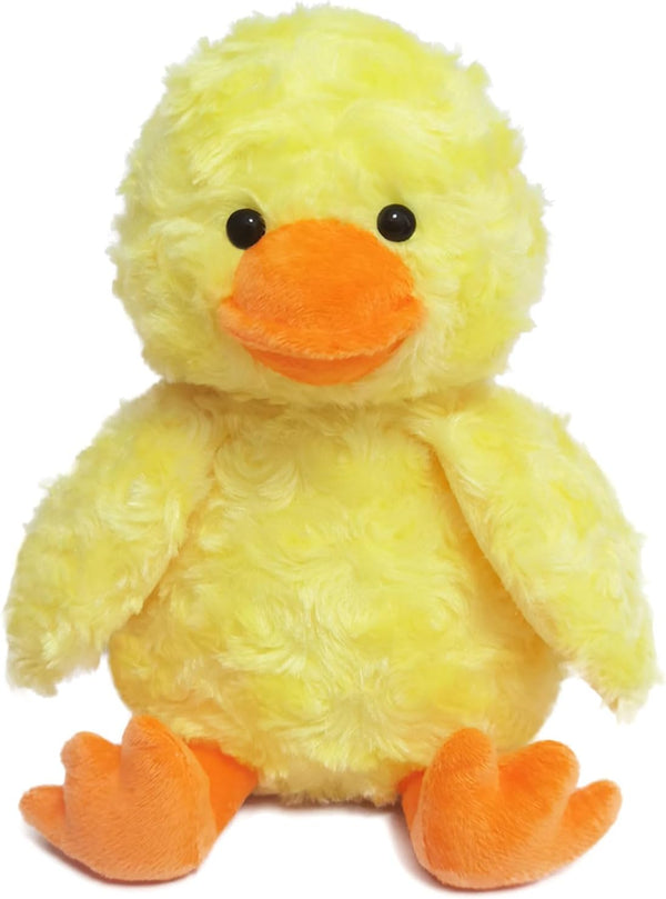 Rose Duck Plush Stuffed Animal, Cute Furry Yellow Duck Toy, Soft Cuddly Hugger for Kids or Girlfriend, 9"