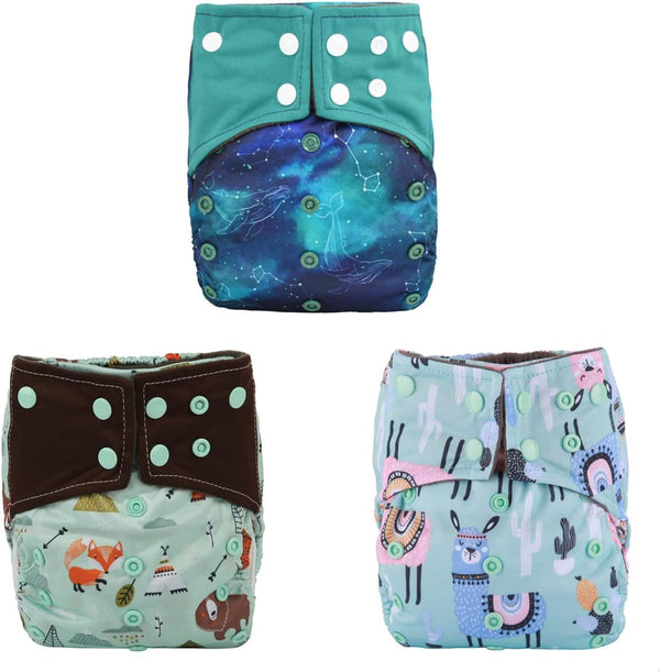 Sigzagor 3 AIll in One Cloth Diapers Nappies for Night AIO Sewn in