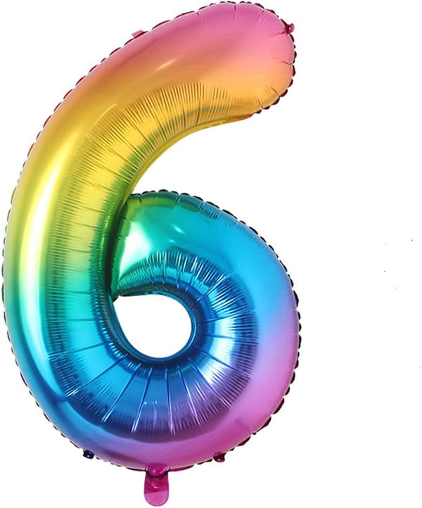 40inch Big Rainbow Foil Birthday Balloon, Helium Number Balloons, Happy Birthday Party Decorations (Color 6)