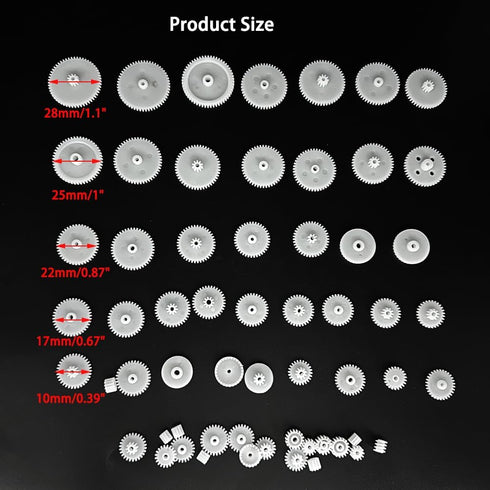 58PCS Small Gears Set - Plastic Gears Module 0.5 for DC Motor DIY Model Toys, RC Car Robot
