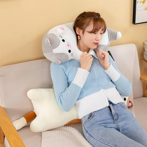27inch) Cat Plush Stuffed Animals Cute Long Cat Body Pillow Plushies Soft Huggable Kitty Pillows for Girls Kids Adults
