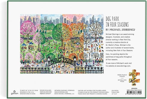 Michael Storrings Dog Park in Four Seasons - 250 Piece Wood Puzzle by Bestselling Artist