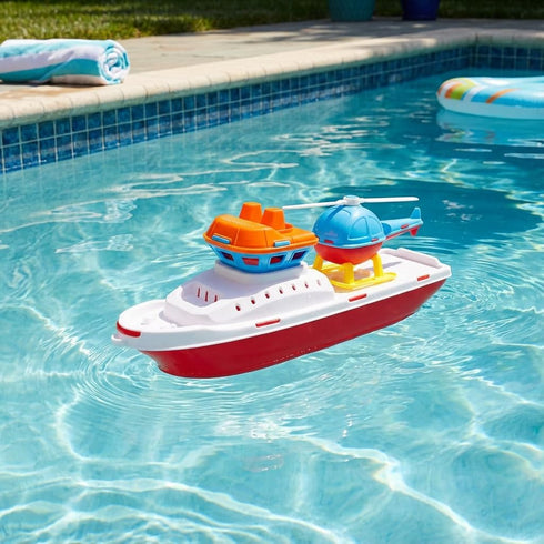 Toyland 17" 2+) Floating Tugboat Bathtub & Pool Toy for Toddlers Water Boat with Removable Helicopter, Durable