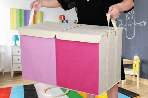 Toy Box Chest, Collapsible Sturdy Storage Bins with Lids, Extra Large Kids Toy Storage Organizer for Playroom, Pink