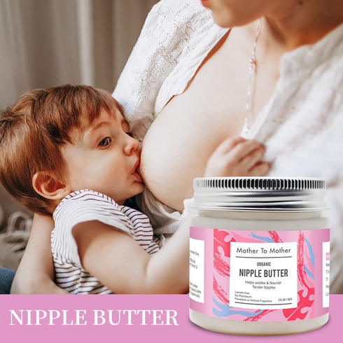 Mother To Mother 2 oz, 2 Organic Nipple Butter Breastfeeding Cream by | Lanolin-Free, Safe for Nursing & Dry Skin