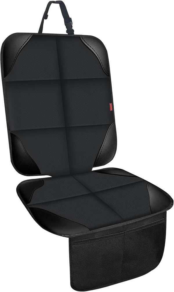 Car Seat Protectors for Child Car Seats - 1 Pack Waterproof Leather with Non-Slip Bottom, Large Mesh Pockets