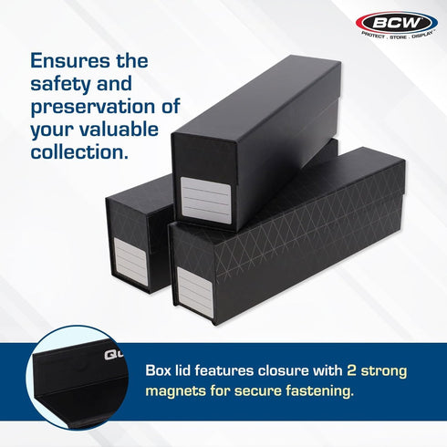 BCW QuickFold Card Boxes - Black, Magnetic Closure Storage Box for 850 to 1200 Cards