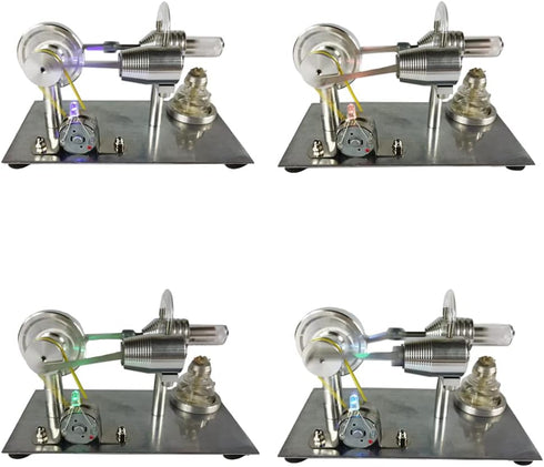 Qing Shuang Stirling Engine Steam Engine Physics Experiment, Educational Toy Generator with Colorful LED