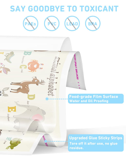 40 Pack 12" 18" 3 Babebay Disposable Placemats for Baby, Sticky Toddler Placemat for Restaurants, Dining Table, Party
