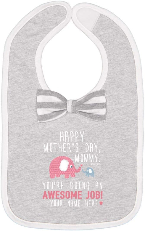 Personalized Gifts Set Personalized Happy Mother's Day Baby Bodysuit & Bib - Blue Elephant