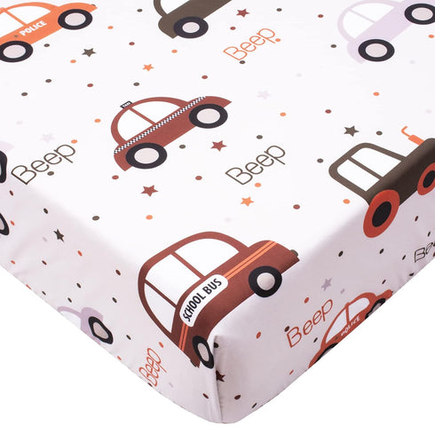 Cloele Fitted Crib Sheet - Baby Nursery Sheet 100% Polyester 1 Pack Cozy Bed Sheet for Standard Crib and Toddler Mattresses - Car Nursery Bed Sheet Infant Baby Toddler Sheet for Baby by Cloele