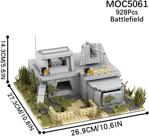 WW2 Set(928PCS). Military Battle Fort Building Block Suitable for Secondary Creation.Build Different Combat Buildings.