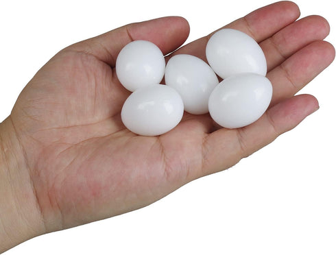 Dong Huang 10pcs Eggs37mm*27mm Solid Parrot Plastic Fake Eggs Realistic, Simulated Fake Bird Eggs for Hatching, Mini