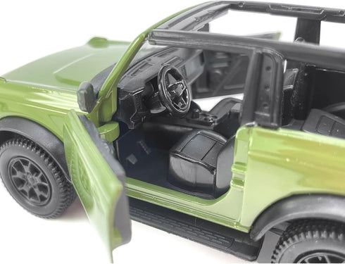 2-Door Convertible Bronco Model Car - 1/36 Scale Diecast Toy with Pull Back Doors, Black Rim