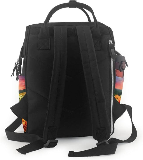 HCBPWVQA Backpack Daypacks Backpack Mommy Beautiful Colorful Flowers Diaper Bag with Changing Pad and Pacifier Holder