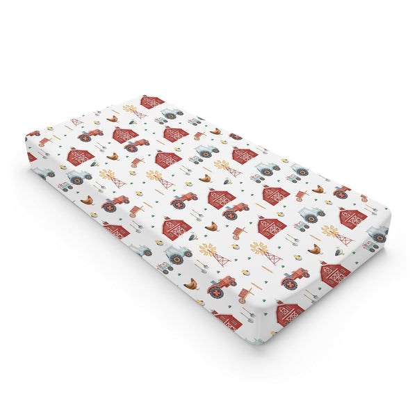 Watercolor Farm Animals Changing Pad Cover, Retro Barn Diaper Change Table Sheets for Boys Girls 32''x16''