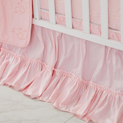 Brandream Crib Bed Skirt for Baby Girls Boys Blush Pink Boho Bohemian Solid Cotton Toddler Bedskirt Farmhouse Chic