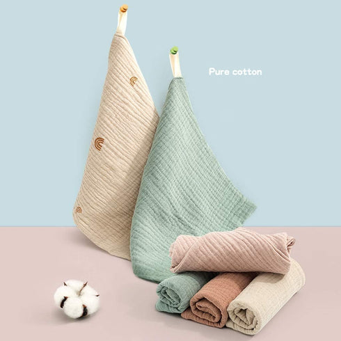 Nisstiiv 5 Pack, GGBHN09 Baby Washcloths Muslin Cotton Face Towels, Burp Cloth, Saliva Towel, Handkerchief for Newborns
