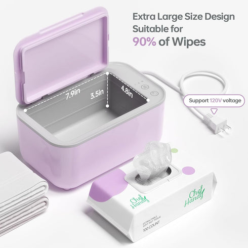 Chefhandy Wipe Warmer with Adjustable Temperature, Silent Heating & Large Capacity | Constant Warmth for Baby or Adult