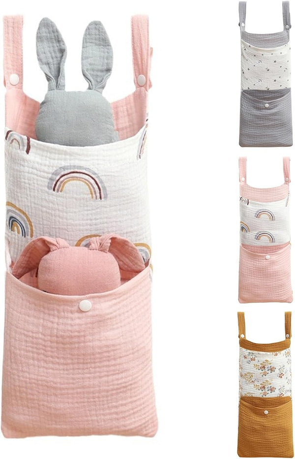 Meiliyizu 2 Baby Diaper Organizers Storage Bag Diaper Case Crib Organiser with Pocket for Clothes and Diapers Wipe Toy