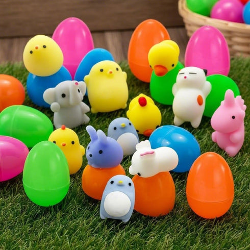 Kiddokids 50 Easter Eggs Prefilled Mochi Squishy, Stress Relief Squishies Toys for Easter Theme Party Favor, Easter
