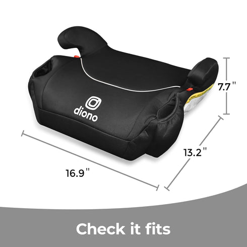 Diono Solana Lightweight Backless Booster Seat - Black, No Latch, Machine Washable