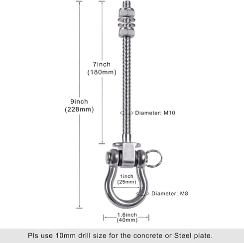 BeneLabel Heavy Duty Swing Hangers, Set of 6 Stainless Steel 304 Hardware for Hanging Hammocks, 1500LB Capacity