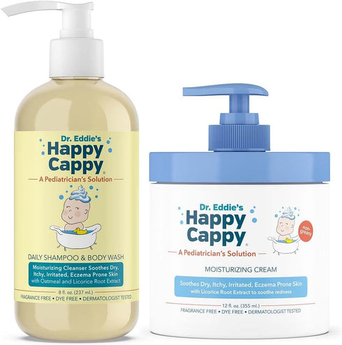 Happy Cappy Baby Shampoo, Body Wash, & Moisturizing Cream Bundle - Eczema