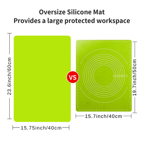 Extra Large Green Silicone Table Mat, Waterproof Protector for Crafts, Kids Dinner Placemat, Kitchen Pastry Rolling