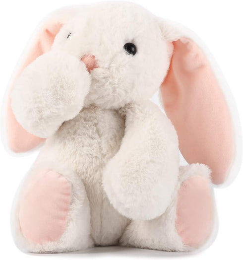 11" TCBunny Baby Bunny Bedtime Stuffed Animal Plush Toy Easter Stuffer Gifts for Girls, Boys, Kids (White)