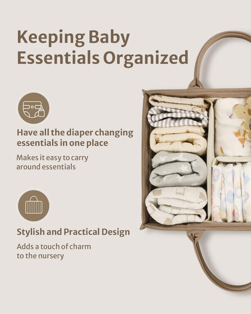 Blissful Diary Muslin Changing Pad Cover and Baby Diaper Caddy Organizer Bundle