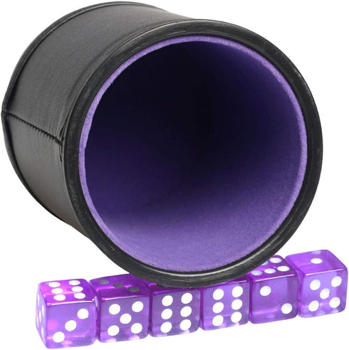 Leatherette Dice Cup with Felt Lining, Quiet Shaker for Playing Yahtzee/Farkle/Liars Dice/Board Game