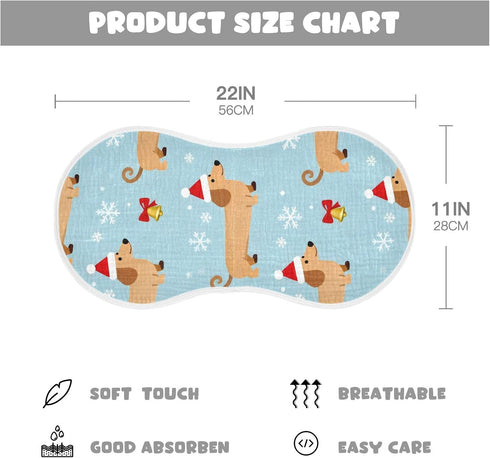 decor gift 4 Pack 22x11in Cotton Burp Cloth Good Absorbent? Merry Christmas Dog Blue spit up Rags for Unisex