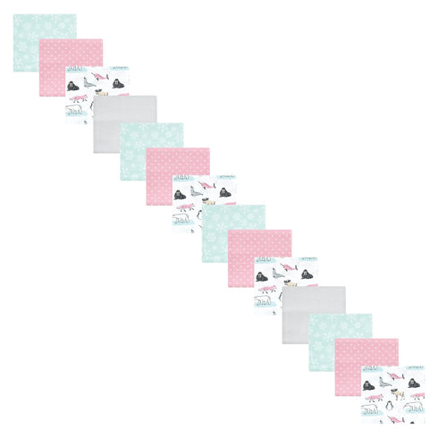 Hudson Baby Unisex Baby Cotton Flannel Receiving Blankets Bundle Set, Girl Arctic