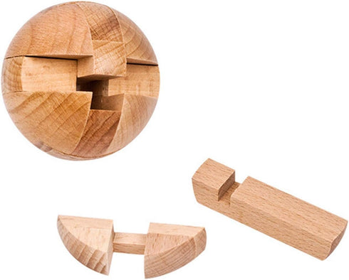 Handmade Wooden Puzzle Magic Ball, Brain Teasers Toy, Big Wooden Lock Logic Puzzle for Adults Kids
