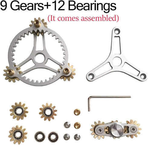 (12 Pure Brass Fidget Spinner Gears Linkage Fidget Gyro Toy Metal DIY Hand Spinner Spins Long Time EDC Focus Meditation