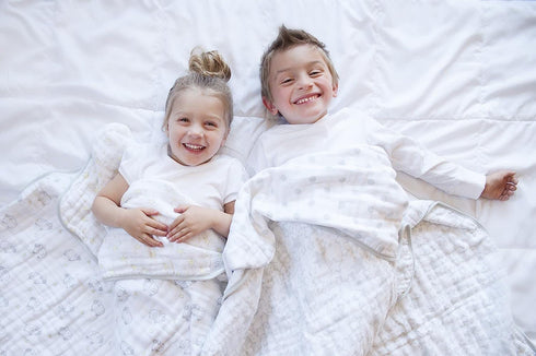 4-Layer 46x46 inches, SwaddleDesigns Cotton Muslin Luxe Blanket, Baby and Toddler Cuddle and Dream, Sterling Starshine