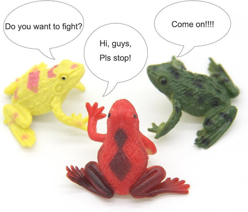 Kvvdi 12 Pcs 1.4 Inch Small Colorful Plastic Poison Dart Frogs, Rainforest Animals Frog Toys