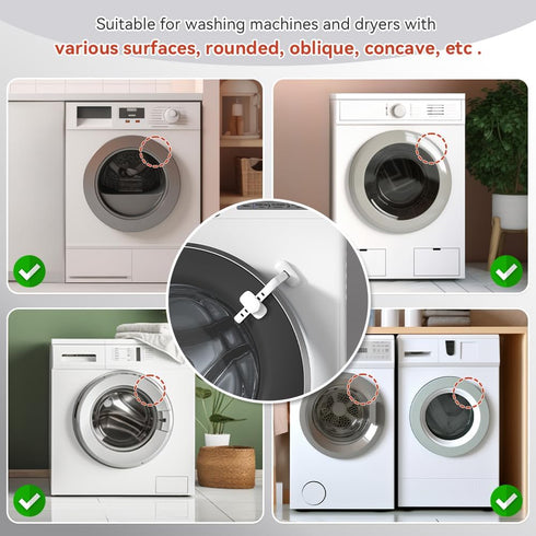 EUDEMON Baby Safety Washer/Dryer Door Stopper,Front Load Washer Door Prop for Kids, Child Washing Machine Door Holder, Safety Door Lock for Washer & Dryer (White) (2)
