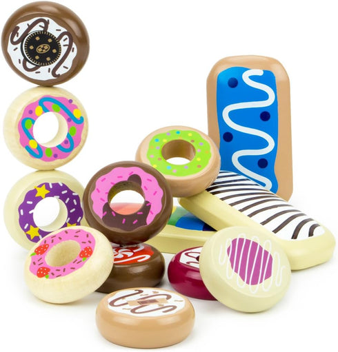 Dozen 13 Baker's Wooden Donuts, Assorted Colorful Wood Eats! Pastries by Imagination Generation