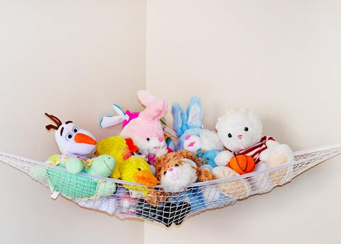 Enovoe Stuffed Animal Toy Hammock, Hanging Storage Net, Toy Organizer for Clean Room, Durable, Easy to Install, White